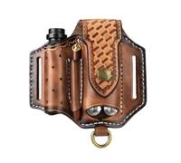 TOURBON EDC Funda de cuero multiherramienta organizador de cuchillos de bolsillo para cinturón, linterna y soporte para bolígrafo