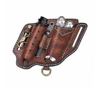 TOURBON Funda multiherramienta para cinturón de cuero EDC organizador de bolsillo con soporte para llaves y linterna