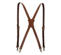 TOURBON - Tirantes resistentes de piel auténtica para hombre, tirantes ajustables en forma de X de 1 pulgada de ancho