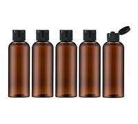 Toureal 100ML Botella de Viaje Flip-Cap (5 Piezas) Contenedor Vacío para Cosméticos con Embudo (Marrón)