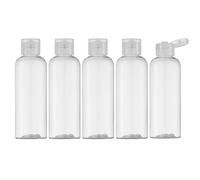 Toureal 100ML Botella de Viaje Flip-Cap (5 Piezas) Contenedor Vacío para Cosméticos con Embudo (Sombrero Transparente)
