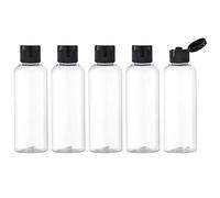 Toureal 100ML Botella de Viaje Flip-Cap (5 Piezas) Contenedor Vacío para Cosméticos con Embudo (Transparente)
