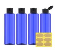 Toureal 250ML Botella de Viaje Flip-Cap (4 Piezas) Contenedor Vacío para Cosméticos con Embudo (Azul)