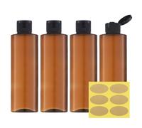 Toureal 250ML Botella de Viaje Flip-Cap (4 Piezas) Contenedor Vacío para Cosméticos con Embudo (Marrón)