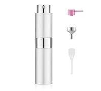 Toureal Aluminio 8ml Atomizador Perfume Recargable, Perfumador Dispensador de Viaje, Spray Pulverizador Pequeño para Colonia (Plata Mate)