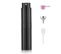 Toureal Aluminio 8ml Atomizador Perfume Recargable, Perfumador Dispensador de Viaje, Spray Pulverizador Pequeño para Colonia (Negro Brillante)