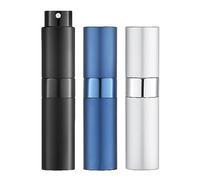 Toureal Atomizador Perfume Recargable 8ml Miniatura Pulverizador Decants de Colonia Vaporizador Perfume Recargable Portátil Mini Spray Perfumero Dosificador Rellenable para Viaje 3PCS Negro Azul Plata
