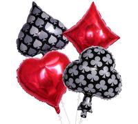 Tourima Globos decorativos de póquer, 4 unidades, decoración de casino Las Vegas, juego de póquer, tarjetas de póquer, mesa de póquer, casino real, decoración de mesa de póquer, decoración de póquer