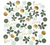 Tourima Love Salvia Confeti Decoración Boda Oro Verde 100 Piezas Decoración de Mesa Boda Cañón de confeti Bride To Be Deco JGA Mujeres Decoración Comunión despedida de soltera Fiesta Just Married