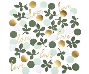 Tourima Love Salvia Confeti Decoración Boda Oro Verde 100 Piezas Decoración de Mesa Boda Cañón de confeti Bride To Be Deco JGA Mujeres Decoración Comunión despedida de soltera Fiesta Just Married