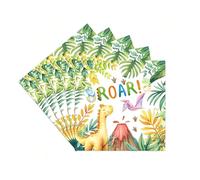 Tourima Servilletas de dinosaurio para cumpleaños infantiles, color verde, gigantosaurio Happy Birthday Servilletas de cumpleaños, decoración de cumpleaños, fiesta de animales, decoración para fiestas