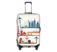 Tourism City - Funda protectora para maleta, elástica, lavable, antiarañazos, ajuste de 45,7 a 81,3 cm, White, M