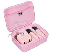 Tourmate Estuche rígido de almacenamiento para máquina de karaoke YLL/zicor/Kinglucky/CscyyAmz/IROO, funda de viaje de poliuretano para altavoz Bluetooth portátil, dos micrófonos (solo funda) (rosa)