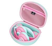 Tourmate Funda rígida de Viaje para Auriculares inalámbricos Riwbox CT-7 CT-7S / iClever HS01 / FosPower con luz LED para niños, Bolsa de Almacenamiento Protectora (Caja Rosa y Verde a la Venta)