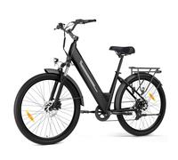 Touroll Bicicleta Eléctrica 27,5", J1 Pro, Batería Extraíble 15,6Ah, Autonomía 100 km, Frenos de Disco Hidráulico, Horquilla Suspensión 60mm, 7 Velocidades, E-Bike Urbana-Negro