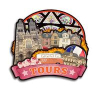 Tours Centre-Val de Loire France - Imán para nevera, colección de madera, 3D, hecho a mano, recuerdos, ciudad, recuerdos, decoración del hogar, regalo -1248