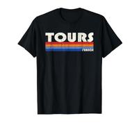 Tours France Retro 70s 80s Style Camiseta gráfica económica, Hombre, Negro, S