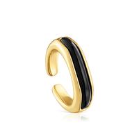 Tous - Anillo Abierto Con Baño De Oro 18 Kt Sobre Plata Y Ónix Line Talla 10