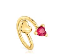 Tous - Anillo Abierto Con Baño De Oro 18 Kt Sobre Plata Y Rubí Creado En Laboratorio Garden Of Love Lgg Talla 14