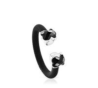 Tous - Anillo Abierto De Acero Ip Negro Y Ónix Mesh Color Talla 8