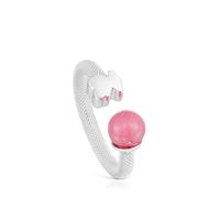 Tous - Anillo Abierto De Plata Y Rodonita Icon Mesh Talla 20