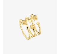 Tous - Anillo Abierto Grande Con Baño De Oro De 18 Kt Sobre Plata Con Motivos Tous Grain Talla 17