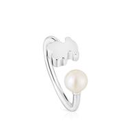 TOUS Anillo Abierto para Mujer de Plata de Primera Ley con Perla Cultivada, Talla 11-13, Colección Sweet Dolls