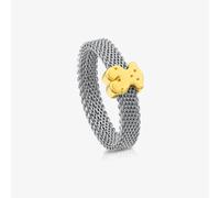 Tous - Anillo De Acero Y Oro Motivo Oso Icon Mesh Talla 14