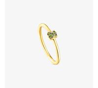 TOUS Anillo con Baño de Oro 18Kt sobre Plata para Mujer con Oso de Cromodiópsidos Talla 12, Sofisticado y Sútil, Colección Motif