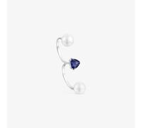 Tous - Anillo Doble Abierto De Oro Blanco, Iolita Y Perla Cultivada Ivette Talla 12