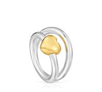Tous - Anillo Doble Aro Bicolor Motivo Corazón Tous Flechazo Talla 14