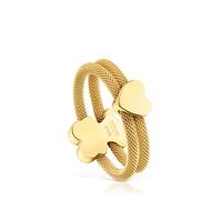 Tous - Anillo Doble Con Baño De Oro 18 Kt Sobre Plata Icon Mesh Talla 8