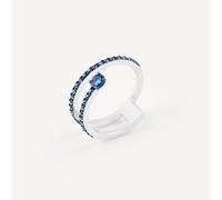 Tous - Anillo Doble De Oro Blanco Con Zafiro Azul En Talla Brillante Tous Atelier Talla 12