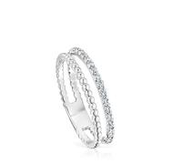 Tous - Anillo Doble Mediano De Oro Blanco Y Diamantes Les Classiques Talla 14
