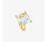 Tous - Anillo Grande Con Baño De Oro 18 Kt Sobre Plata Y Cuarzo Cristal De Roca Color White - Transparente
