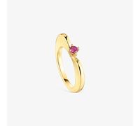 Tous - Anillo Grande Corazón Con Baño De Oro 18 Kt Sobre Plata Y Rodolita My Other Half Talla 12