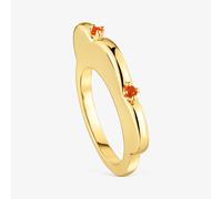 Tous - Anillo Grande Flor Con Baño De Oro 18 Kt Sobre Plata Y Cornalina My Other Half Talla 14