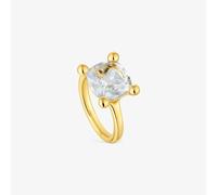 Tous - Anillo Mediano Con Baño De Oro 18 Kt Sobre Plata Y Cuarzo Cristal De Roca Color White Talla 18