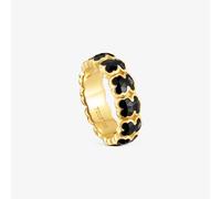 Tous - Anillo Mediano Con Baño De Oro 18 Kt Sobre Plata Y Osos En Ónix Icon Color Talla 9