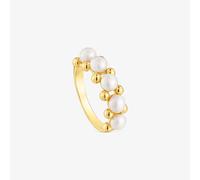 Tous - Anillo Mediano Con Baño De Oro De 18 Kt Sobre Plata Y Perlas Cultivadas Gloss Talla 9