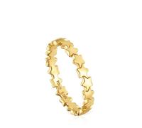 TOUS Anillo para Mujer con Baño de Oro 18 Kt Sobre Plata y Motivos Estrella, Colección Motivos
