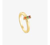 Tous - Anillo Pequeño Con Baño De Oro 18 Kt Sobre Plata Y Gemas Basic Colors Talla 14