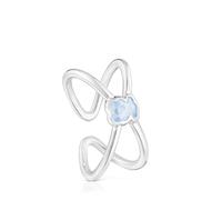 TOUS Anillo pequeño de plata y espinela azul creada en laboratorio, Para Mujer, Colección Icon Color LGG