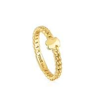 Tous - Anillo Pequeño Oso Con Baño De Oro 18 Kt Sobre Plata Bold Motif Talla 12