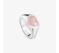 Tous - Anillo Sello Corazón De Plata Y Calcedonia Rosa Bold Motif Talla 18