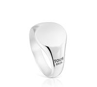 Tous - Anillo Sello De Plata Envejecida Motivo Redondo Tous Man Talla 25