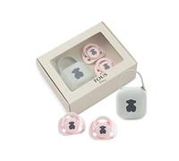 TOUS BABY - Set 2 chupetes y portachupetes Baby TOUS. Chupetes anatómicos para tu bebé (0-6M) (ROSA)