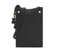TOUS Back to Basics Funda de Móvil Colgante Mujer Negra Ref. 2002373651 - Poliuretano, Botón Magnético, Bolsillo Exterior, Asa Bandolera Ajustable, 21,5x14x2,5 cm