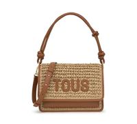 TOUS Bandolera Audree, Rafia Camel, 17,5 x 25 x 10 cm, Bolso de Hombro con Compartimentos