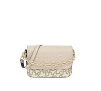 TOUS Bolso Bandolera de Piel con Cadena Dorada, Diseño Kaos, Color Beige
